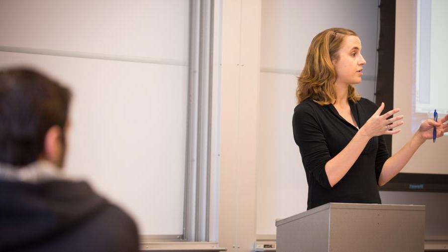 Professor teaching in classroom